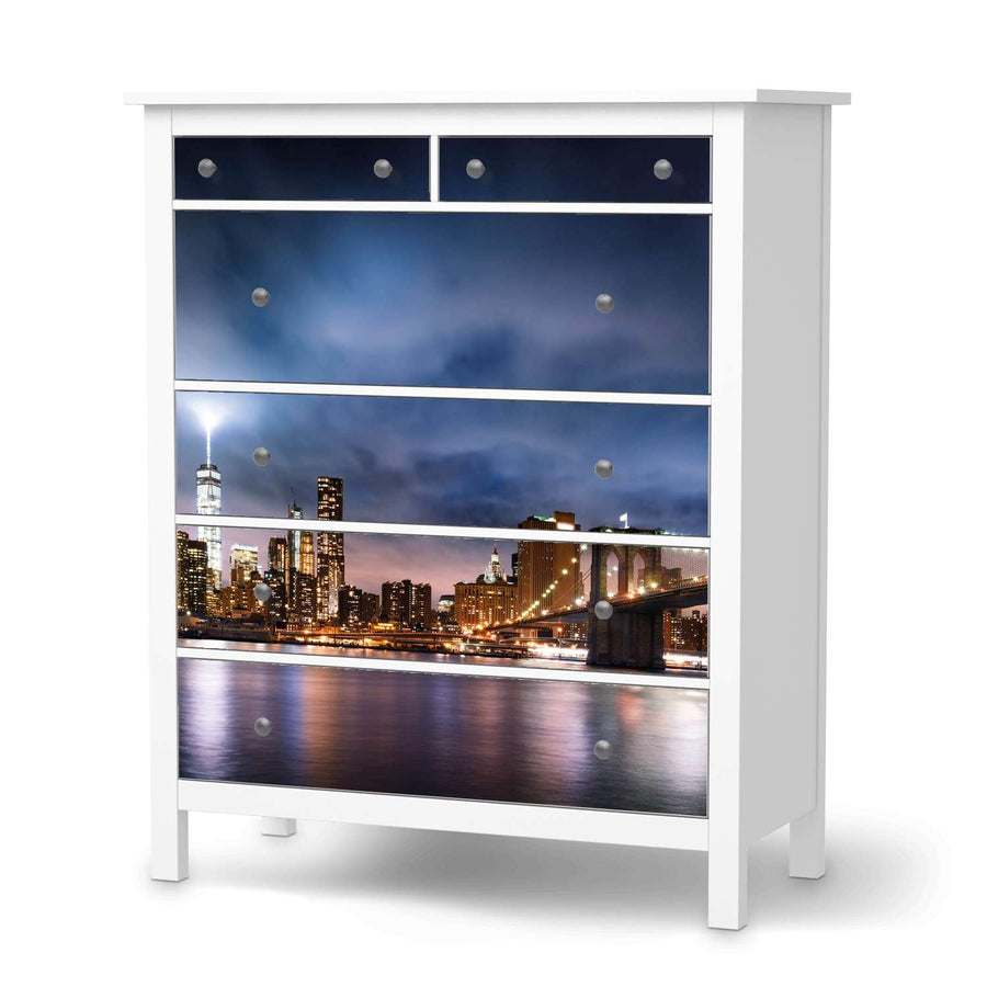 Klebefolie Brooklyn Bridge - IKEA Hemnes Kommode 6 Schubladen  - weiss