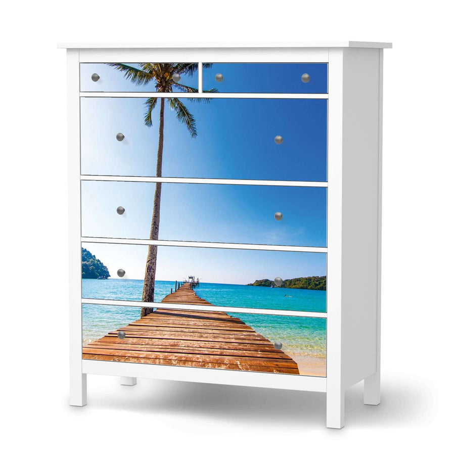 Klebefolie Caribbean - IKEA Hemnes Kommode 6 Schubladen  - weiss