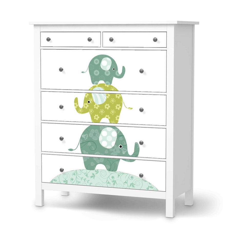 Klebefolie Elephants - IKEA Hemnes Kommode 6 Schubladen - weiss