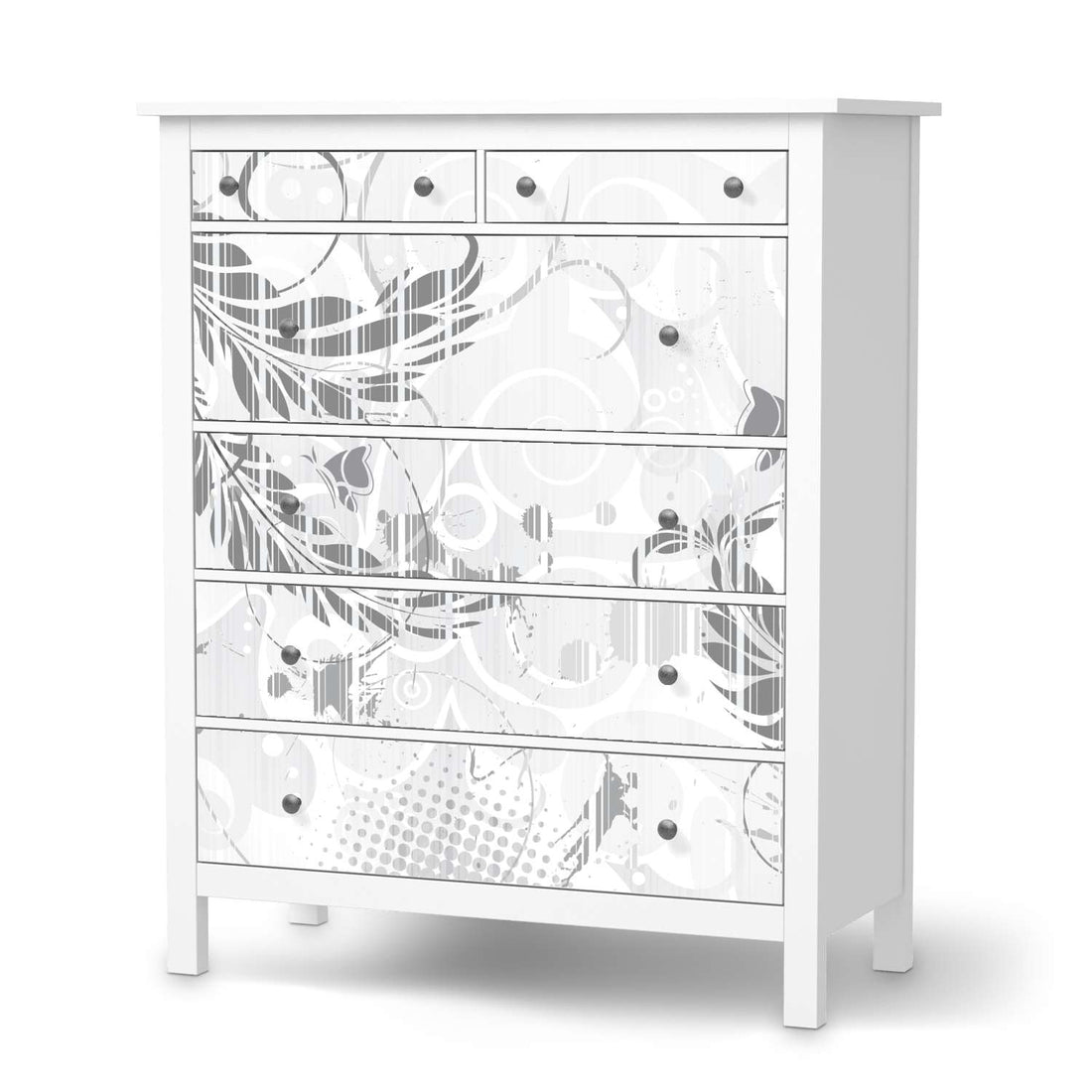 Klebefolie Florals Plain 2 - IKEA Hemnes Kommode 6 Schubladen  - weiss