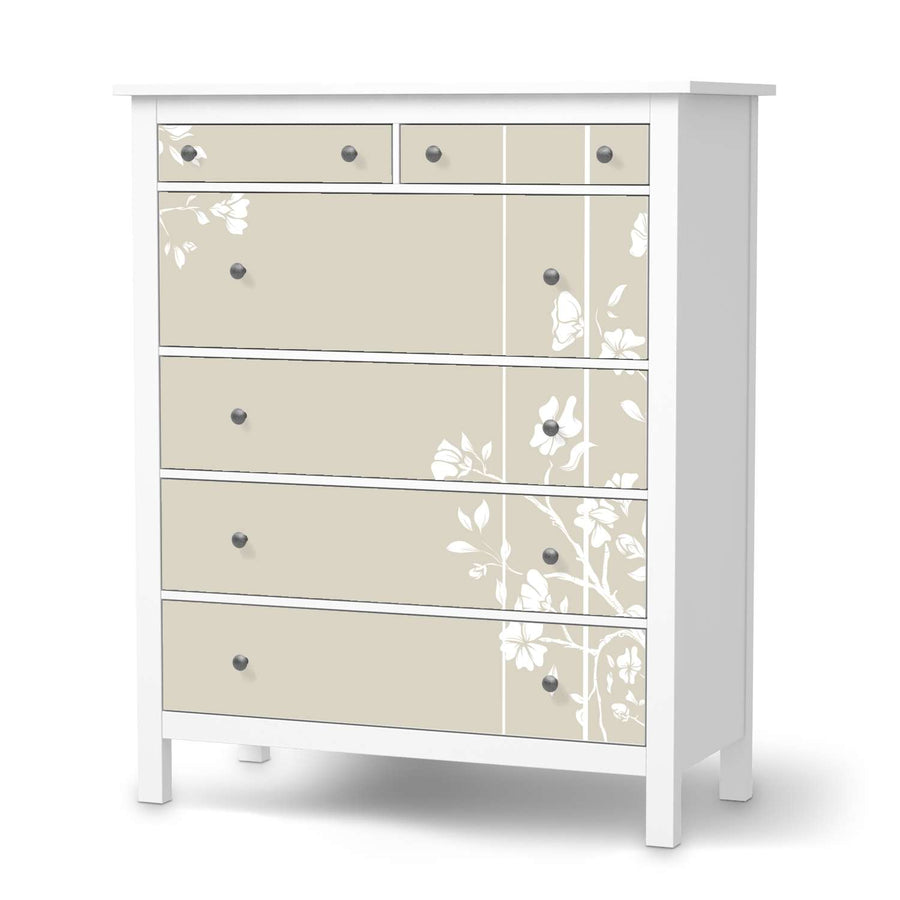 Klebefolie Florals Plain 3 - IKEA Hemnes Kommode 6 Schubladen  - weiss