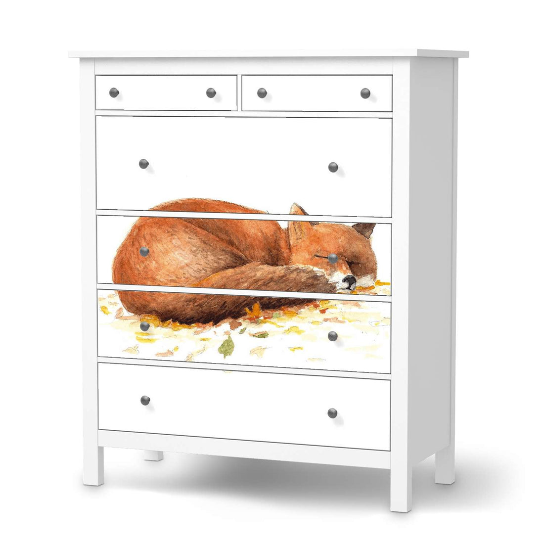 Klebefolie Fuchs  - IKEA Hemnes Kommode 6 Schubladen  - weiss