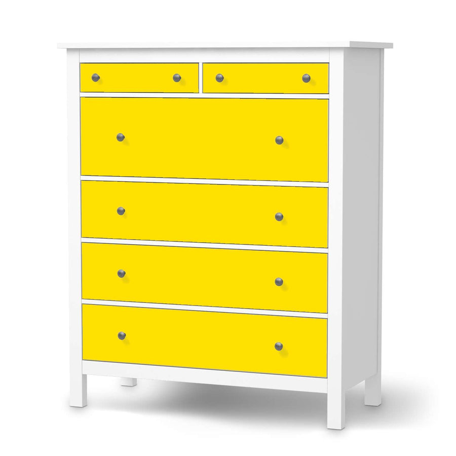 Klebefolie Gelb Dark - IKEA Hemnes Kommode 6 Schubladen  - weiss