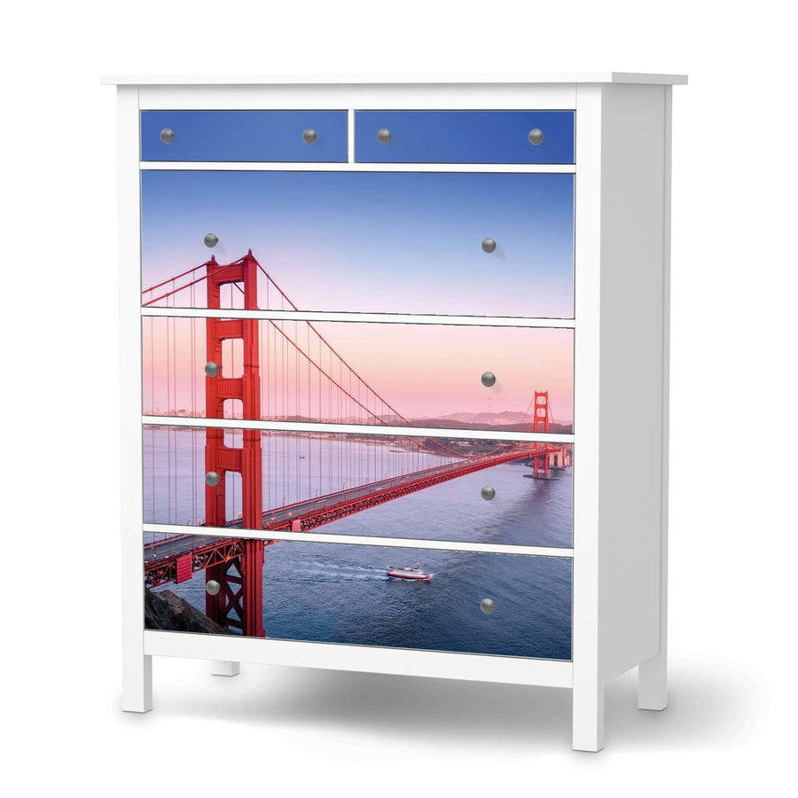 Klebefolie Golden Gate - IKEA Hemnes Kommode 6 Schubladen  - weiss