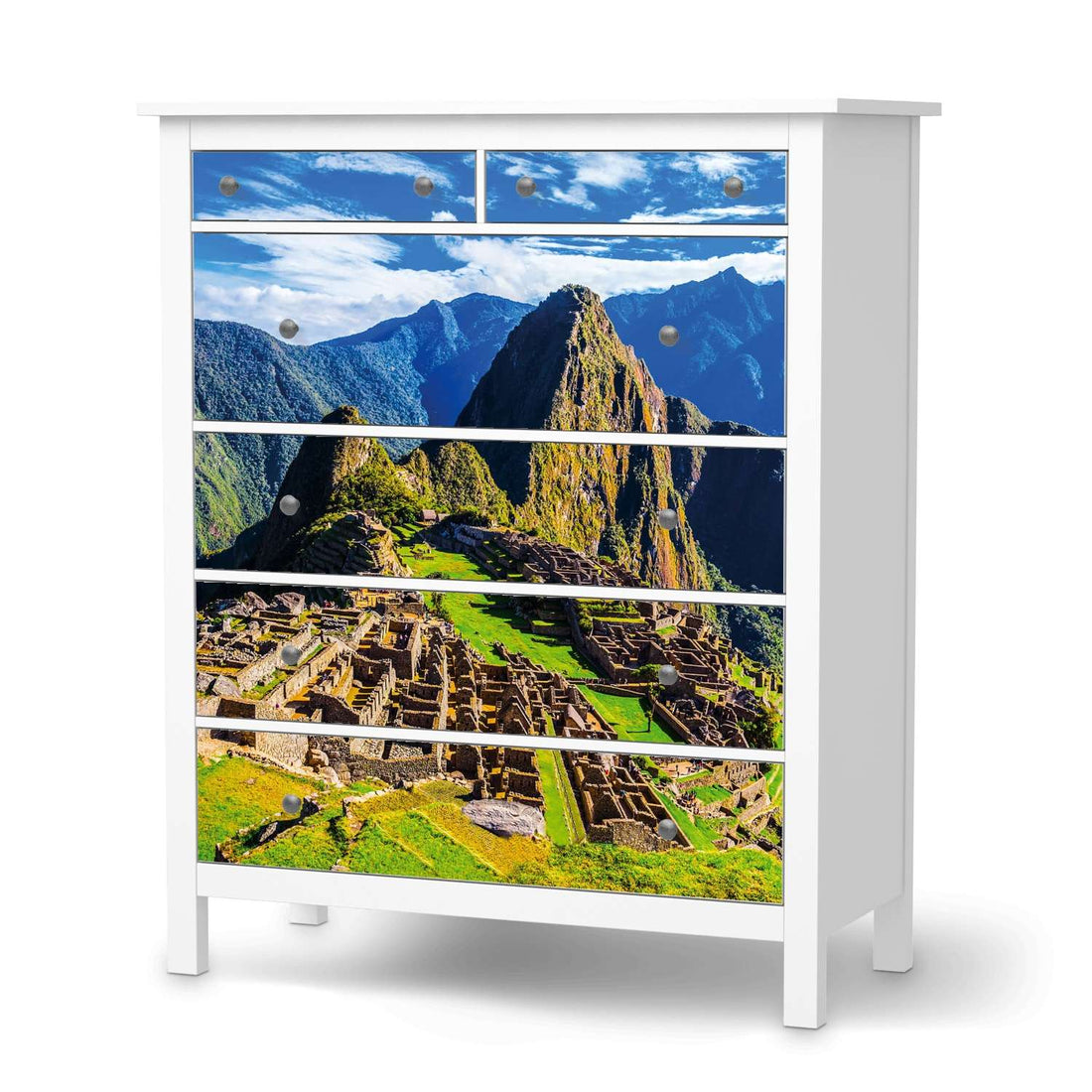 Klebefolie Machu Picchu - IKEA Hemnes Kommode 6 Schubladen  - weiss