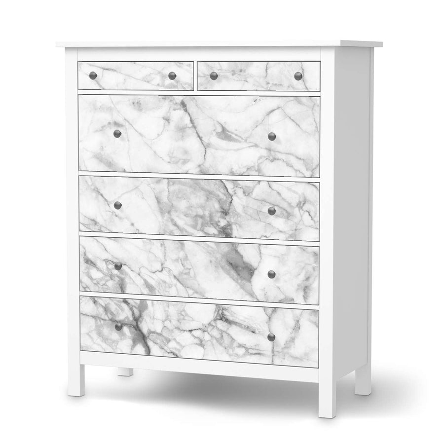 Klebefolie Marmor weiß - IKEA Hemnes Kommode 6 Schubladen  - weiss