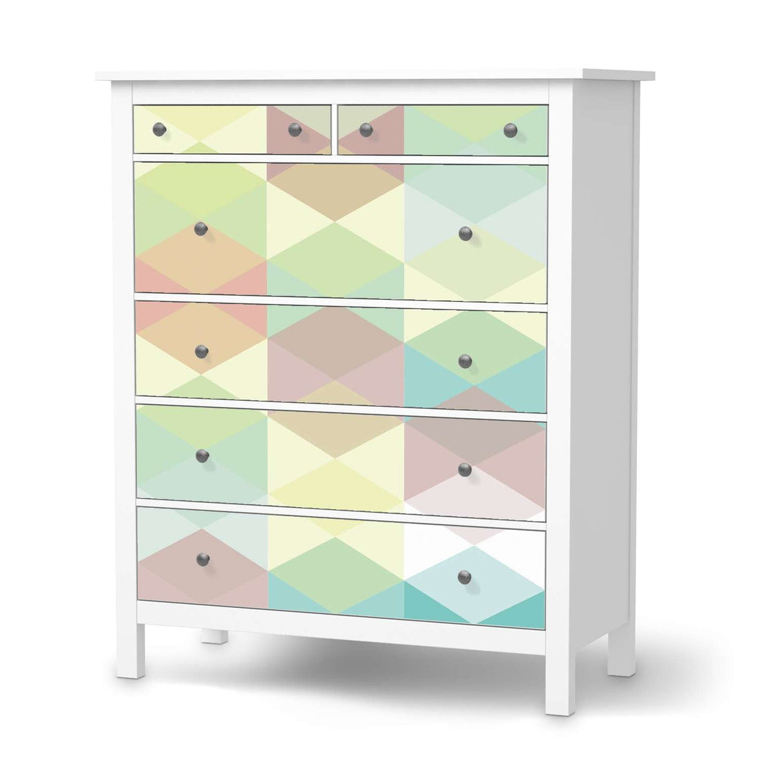 Klebefolie Melitta Pastell Geometrie - IKEA Hemnes Kommode 6 Schubladen  - weiss