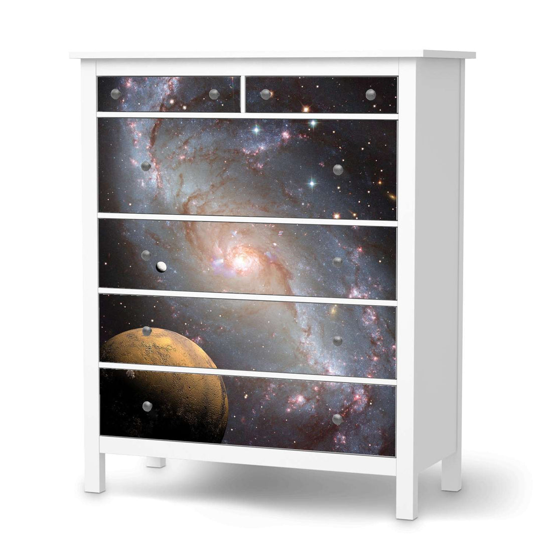 Klebefolie Milky Way - IKEA Hemnes Kommode 6 Schubladen  - weiss