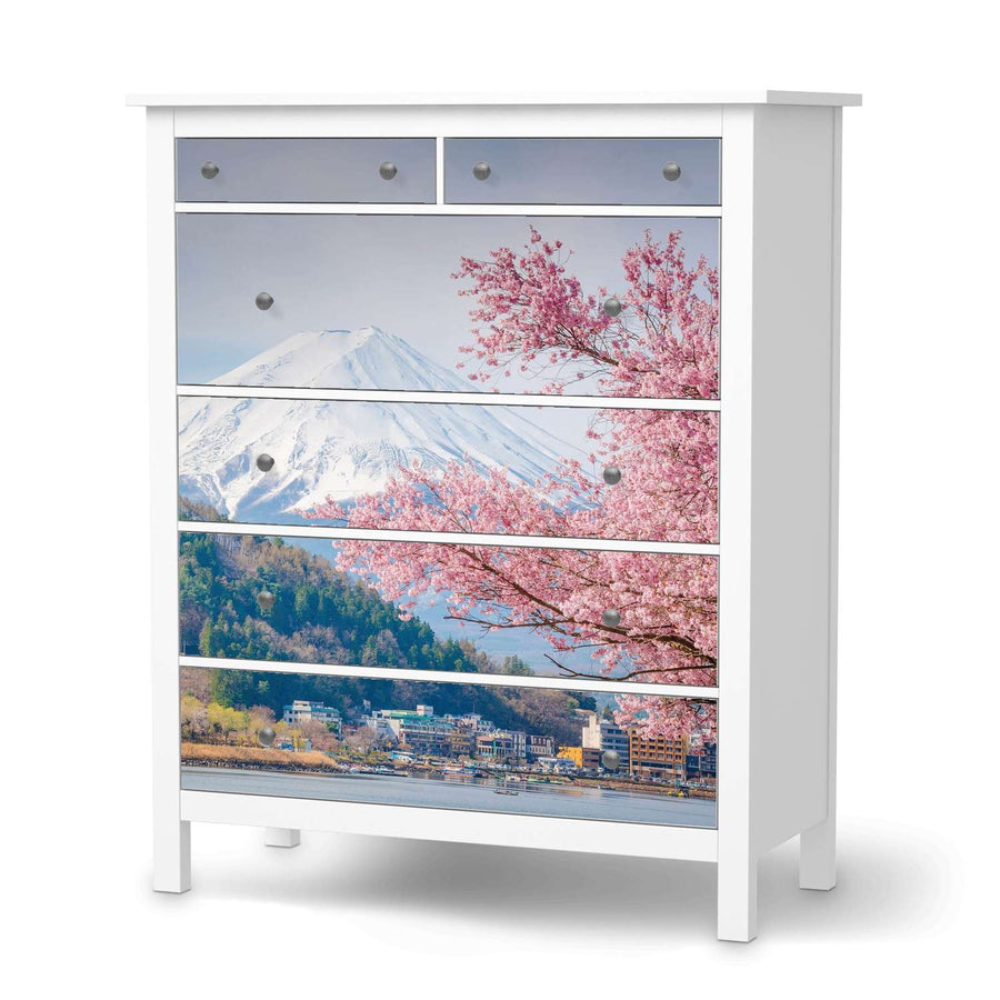 Klebefolie Mount Fuji - IKEA Hemnes Kommode 6 Schubladen  - weiss