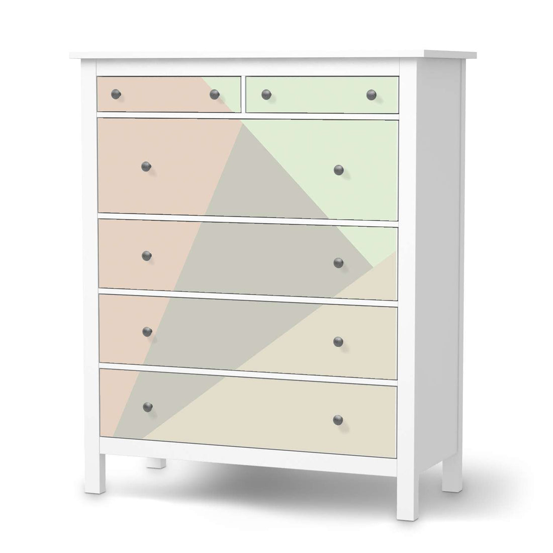 Klebefolie Pastell Geometrik - IKEA Hemnes Kommode 6 Schubladen  - weiss