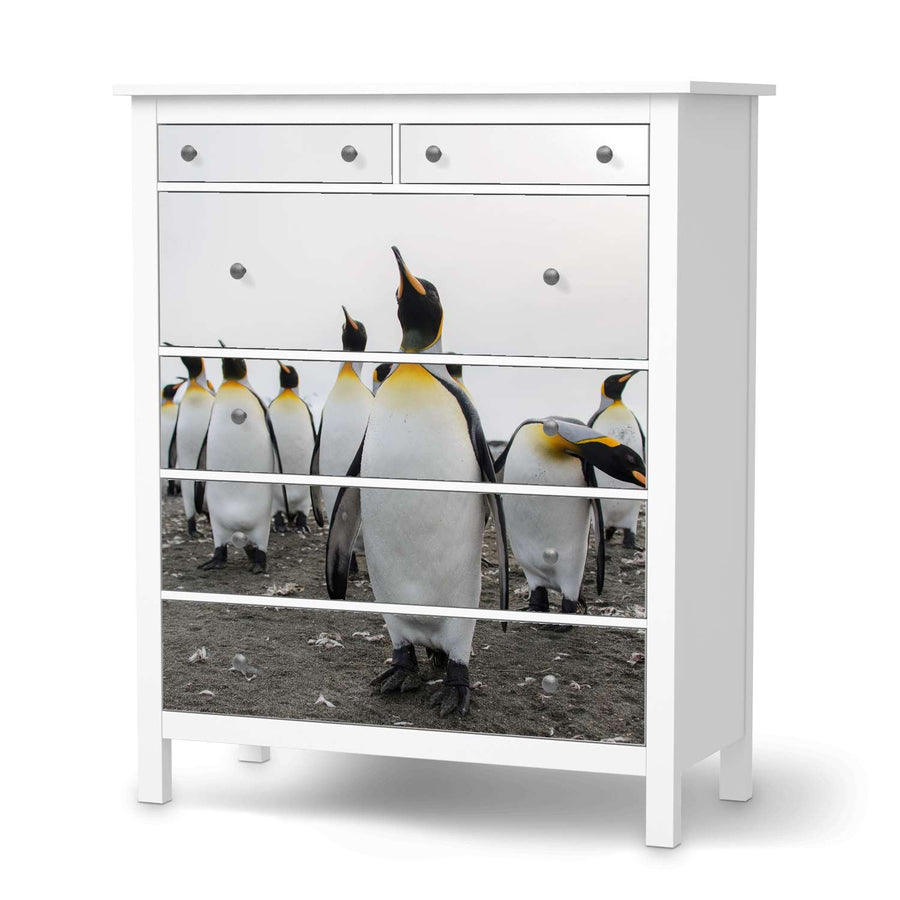 Klebefolie Penguin Family - IKEA Hemnes Kommode 6 Schubladen  - weiss