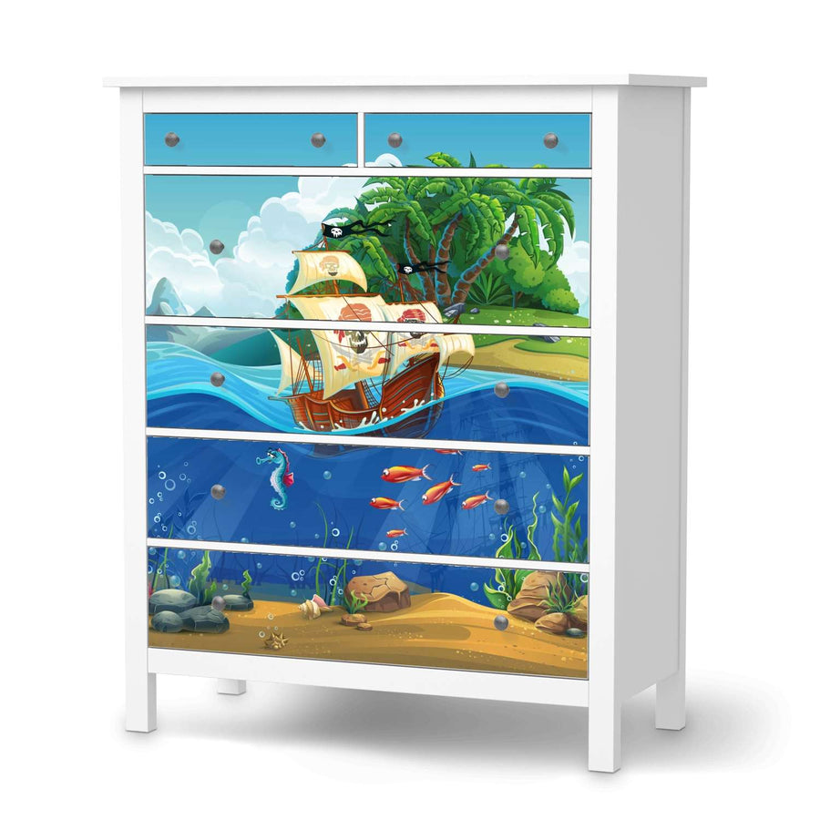 Klebefolie Pirates - IKEA Hemnes Kommode 6 Schubladen  - weiss