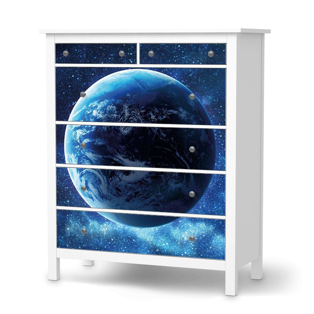 Klebefolie Planet Blue - IKEA Hemnes Kommode 6 Schubladen  - weiss