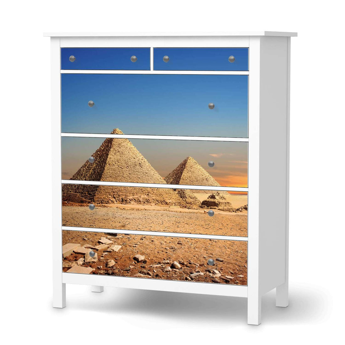 Klebefolie Pyramids - IKEA Hemnes Kommode 6 Schubladen  - weiss