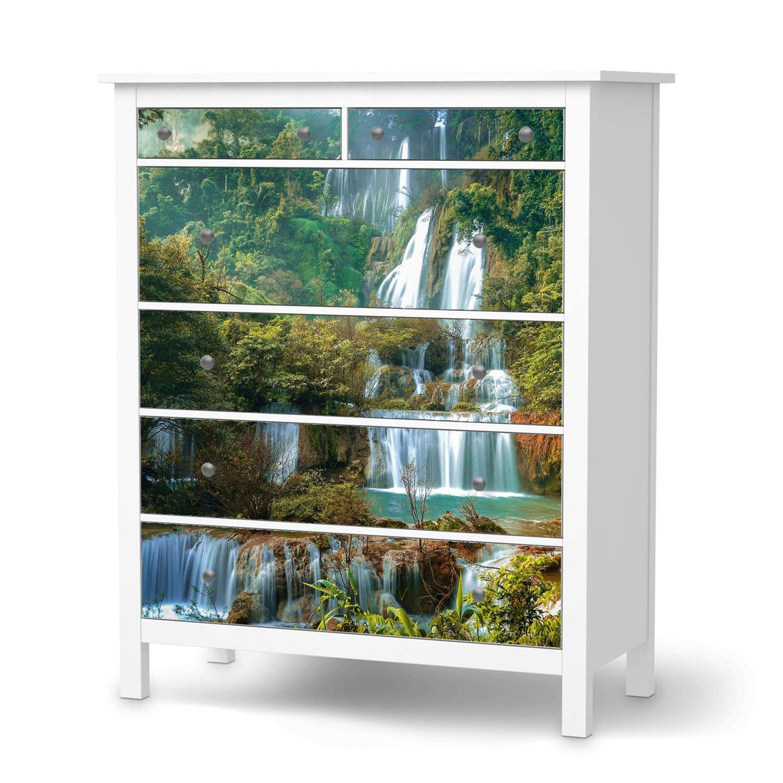 Klebefolie Rainforest - IKEA Hemnes Kommode 6 Schubladen  - weiss