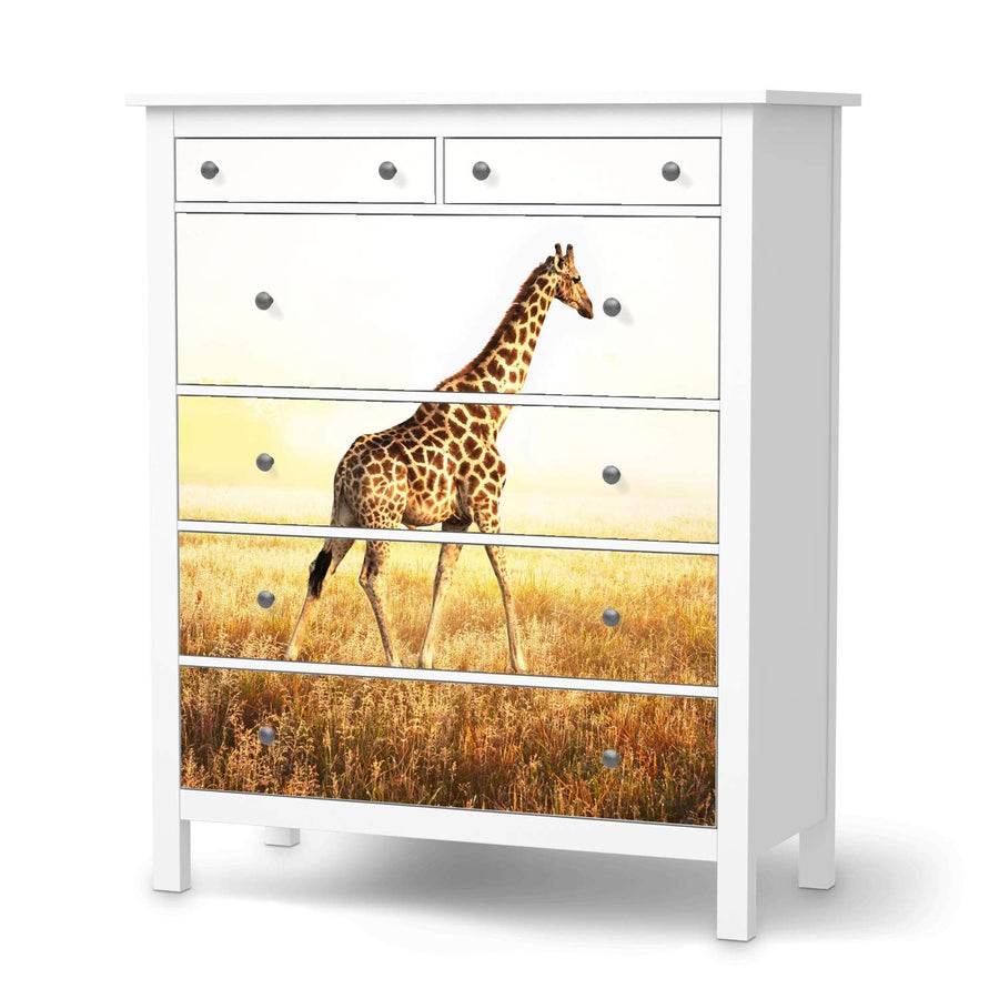 Klebefolie Savanna Giraffe - IKEA Hemnes Kommode 6 Schubladen  - weiss