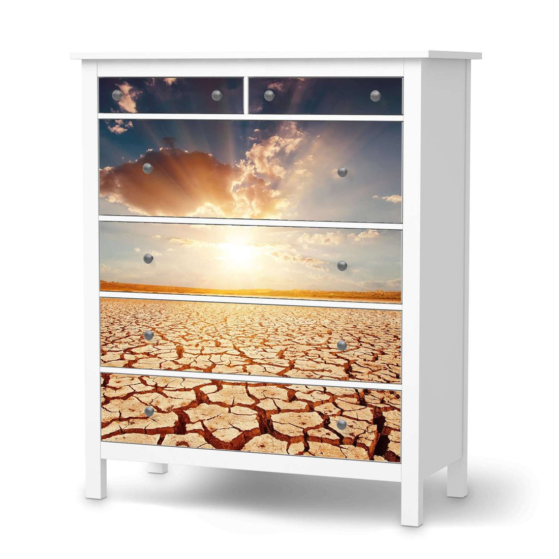 Klebefolie Savanne - IKEA Hemnes Kommode 6 Schubladen  - weiss