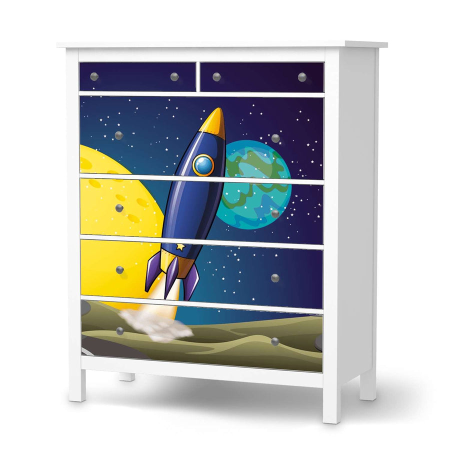 Klebefolie Space Rocket - IKEA Hemnes Kommode 6 Schubladen  - weiss