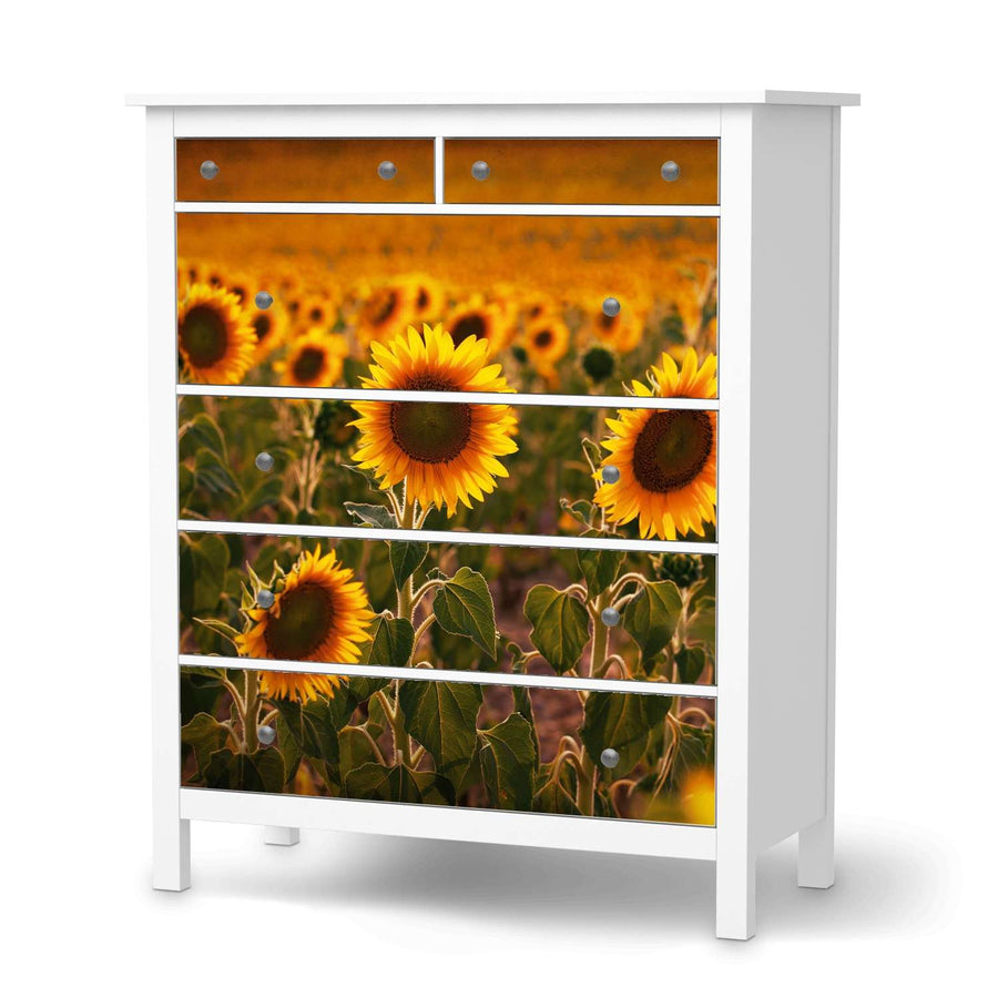 Klebefolie Sunflowers - IKEA Hemnes Kommode 6 Schubladen  - weiss