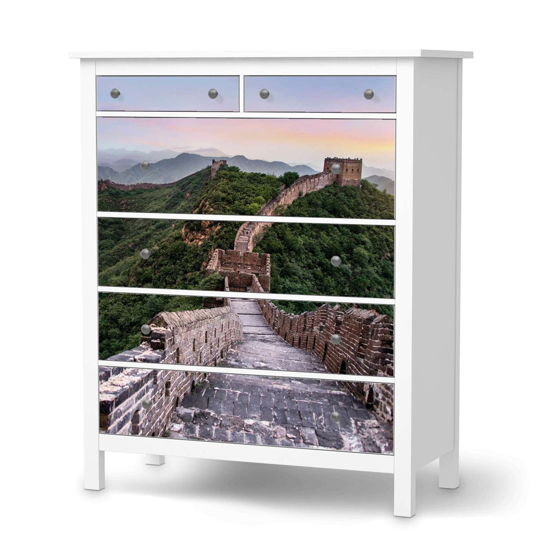 Klebefolie The Great Wall - IKEA Hemnes Kommode 6 Schubladen  - weiss