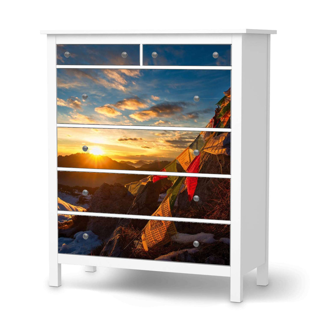 Klebefolie Tibet - IKEA Hemnes Kommode 6 Schubladen  - weiss