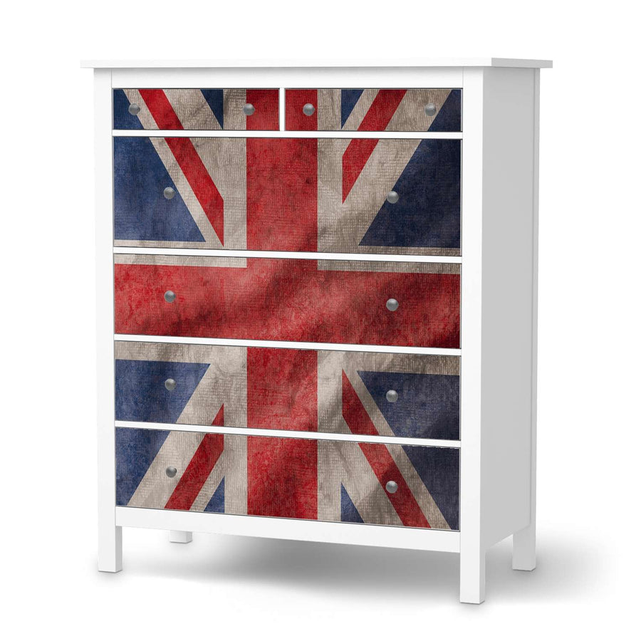Klebefolie Union Jack - IKEA Hemnes Kommode 6 Schubladen  - weiss