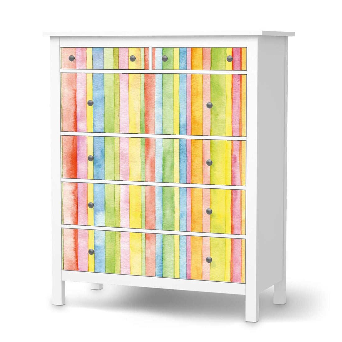Klebefolie Watercolor Stripes - IKEA Hemnes Kommode 6 Schubladen  - weiss