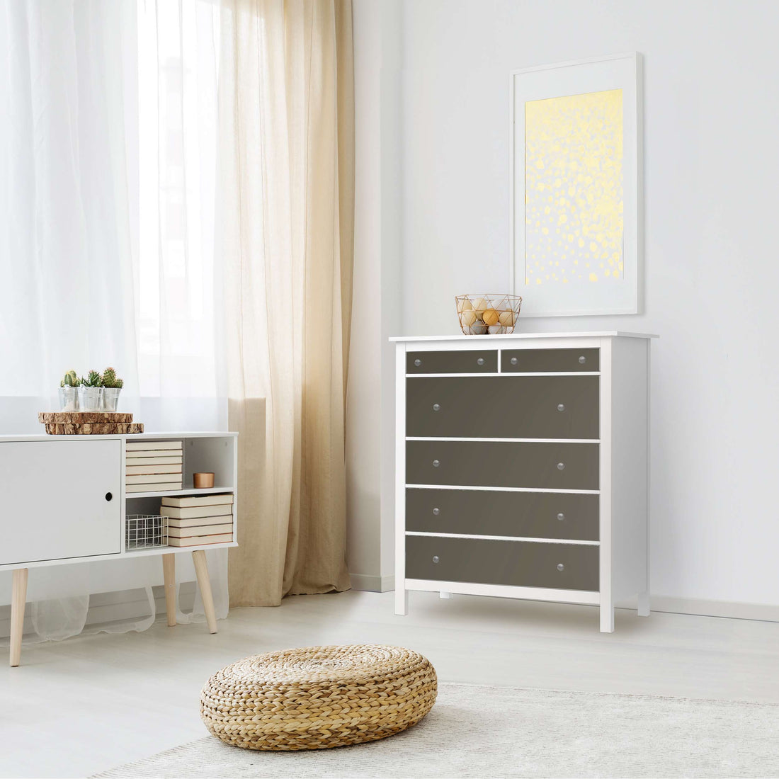 Klebefolie Braungrau Dark - IKEA Hemnes Kommode 6 Schubladen - Wohnzimmer