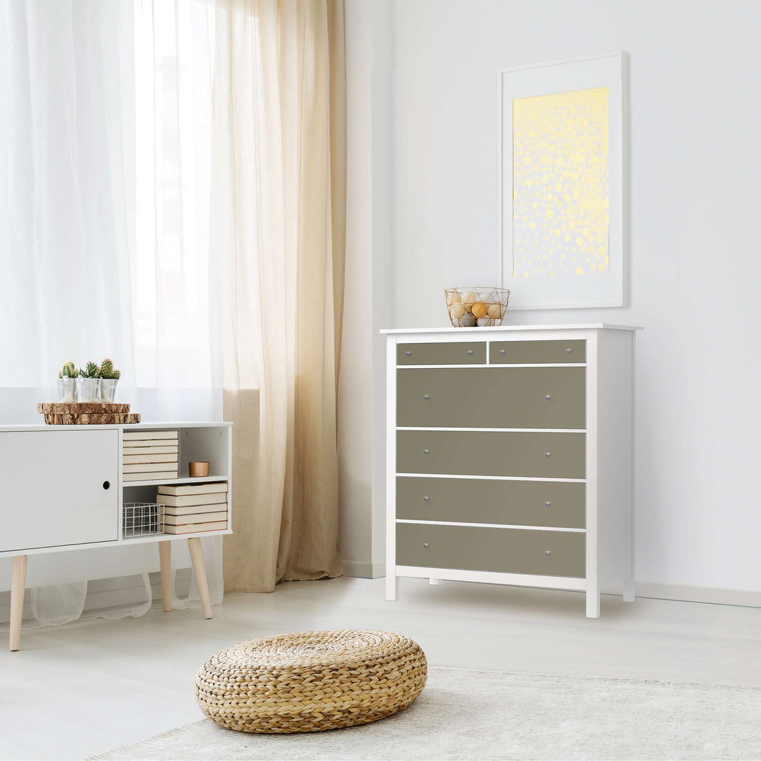 Klebefolie Braungrau Light - IKEA Hemnes Kommode 6 Schubladen - Wohnzimmer