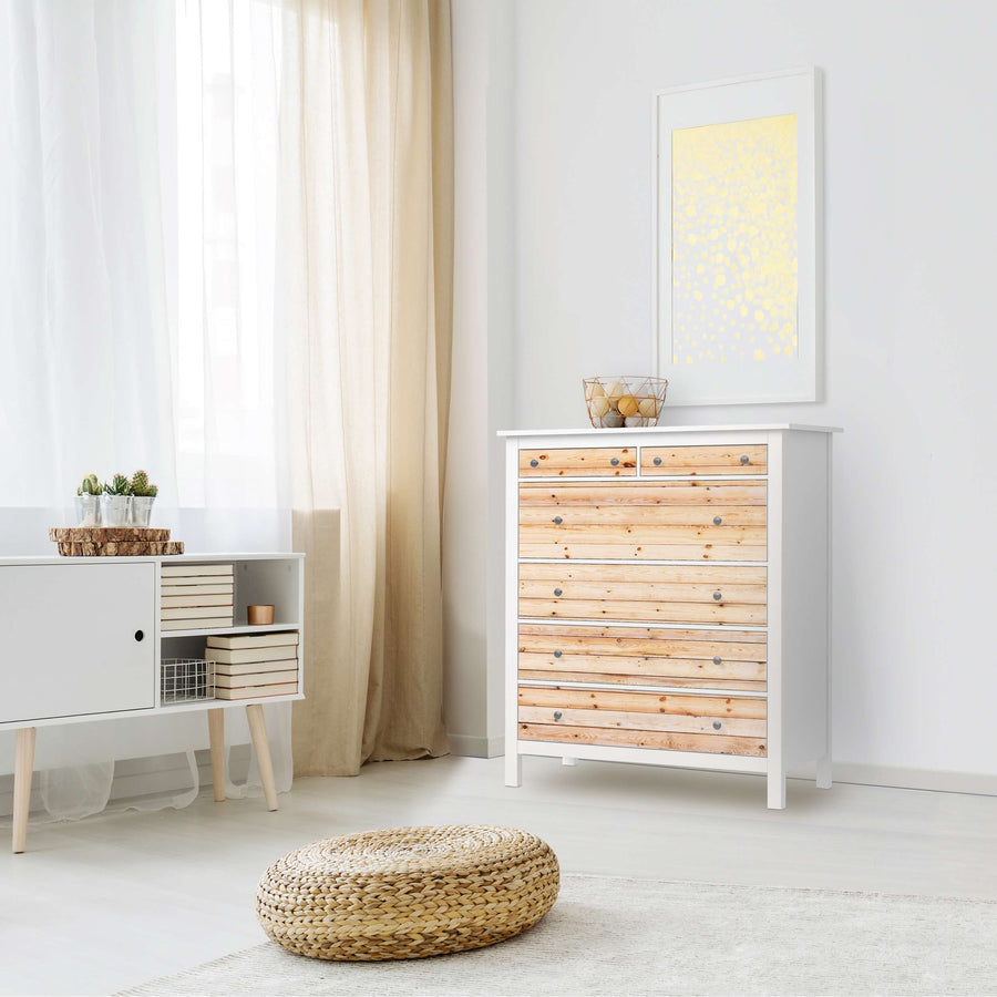 Klebefolie Bright Planks - IKEA Hemnes Kommode 6 Schubladen - Wohnzimmer