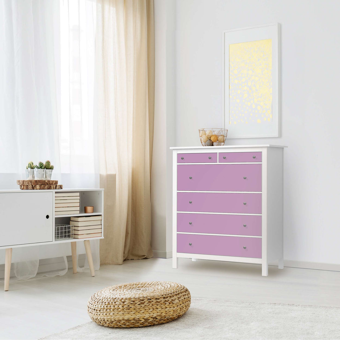 Klebefolie Flieder Light - IKEA Hemnes Kommode 6 Schubladen - Wohnzimmer