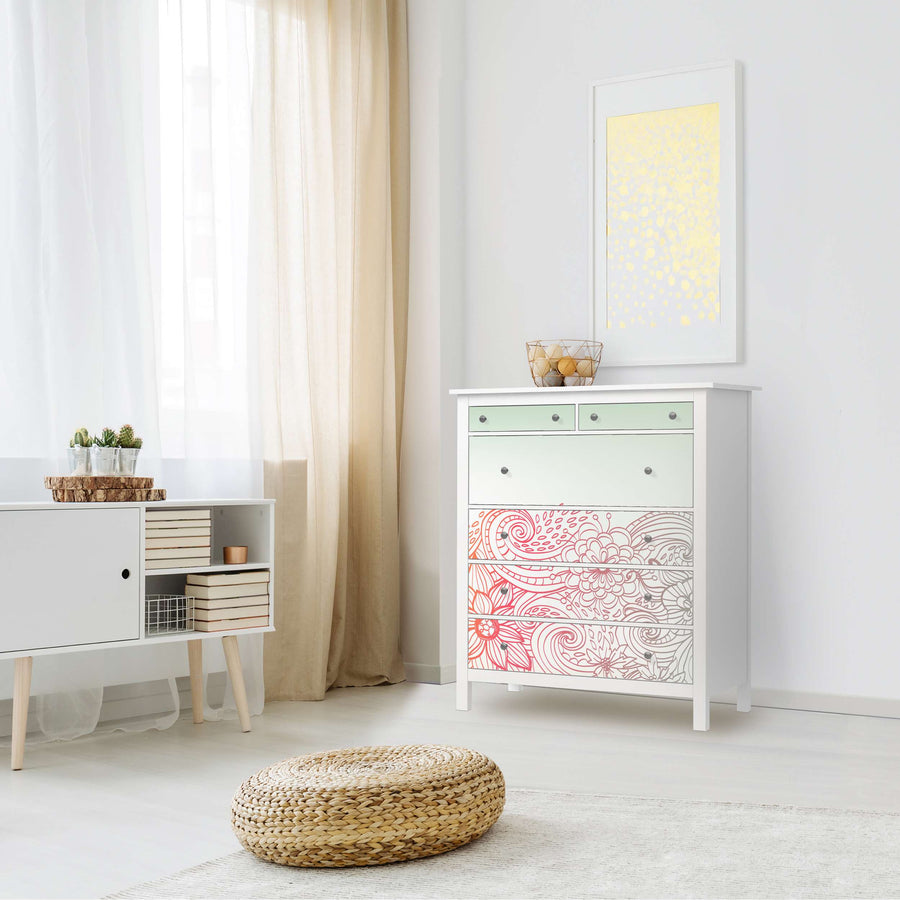 Klebefolie Floral Doodle - IKEA Hemnes Kommode 6 Schubladen - Wohnzimmer