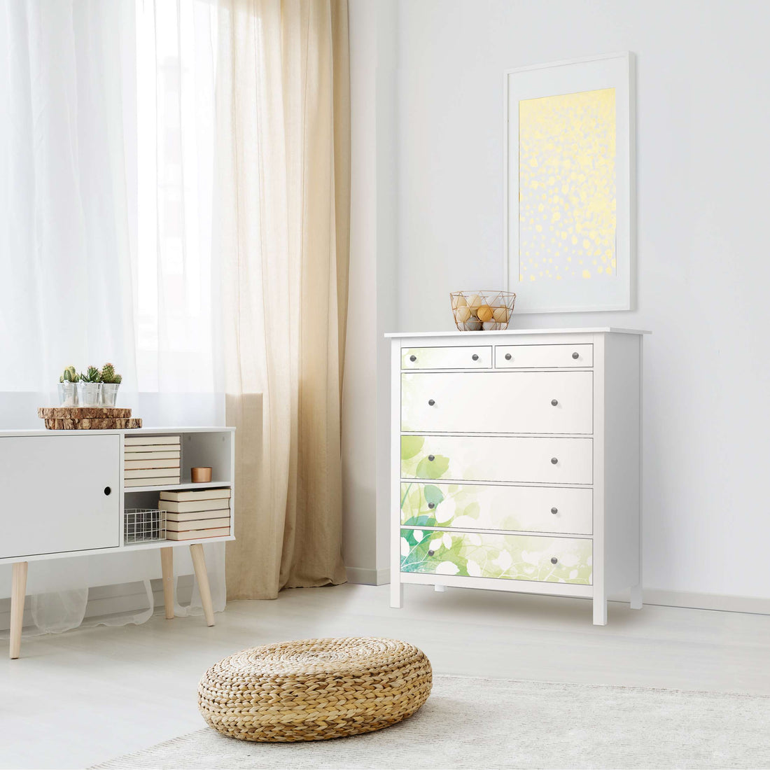 Klebefolie Flower Light - IKEA Hemnes Kommode 6 Schubladen - Wohnzimmer