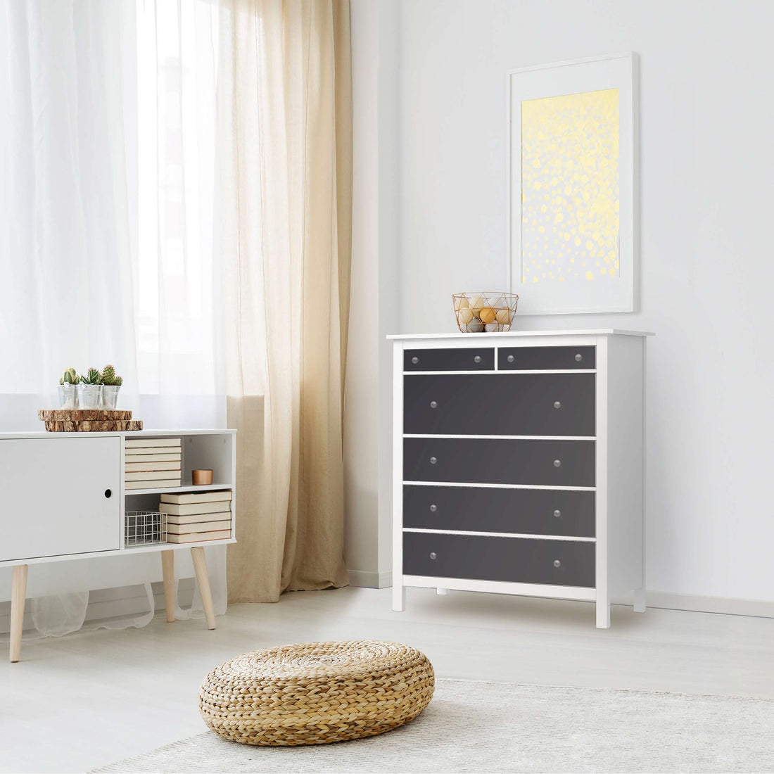 Klebefolie Grau Dark - IKEA Hemnes Kommode 6 Schubladen - Wohnzimmer