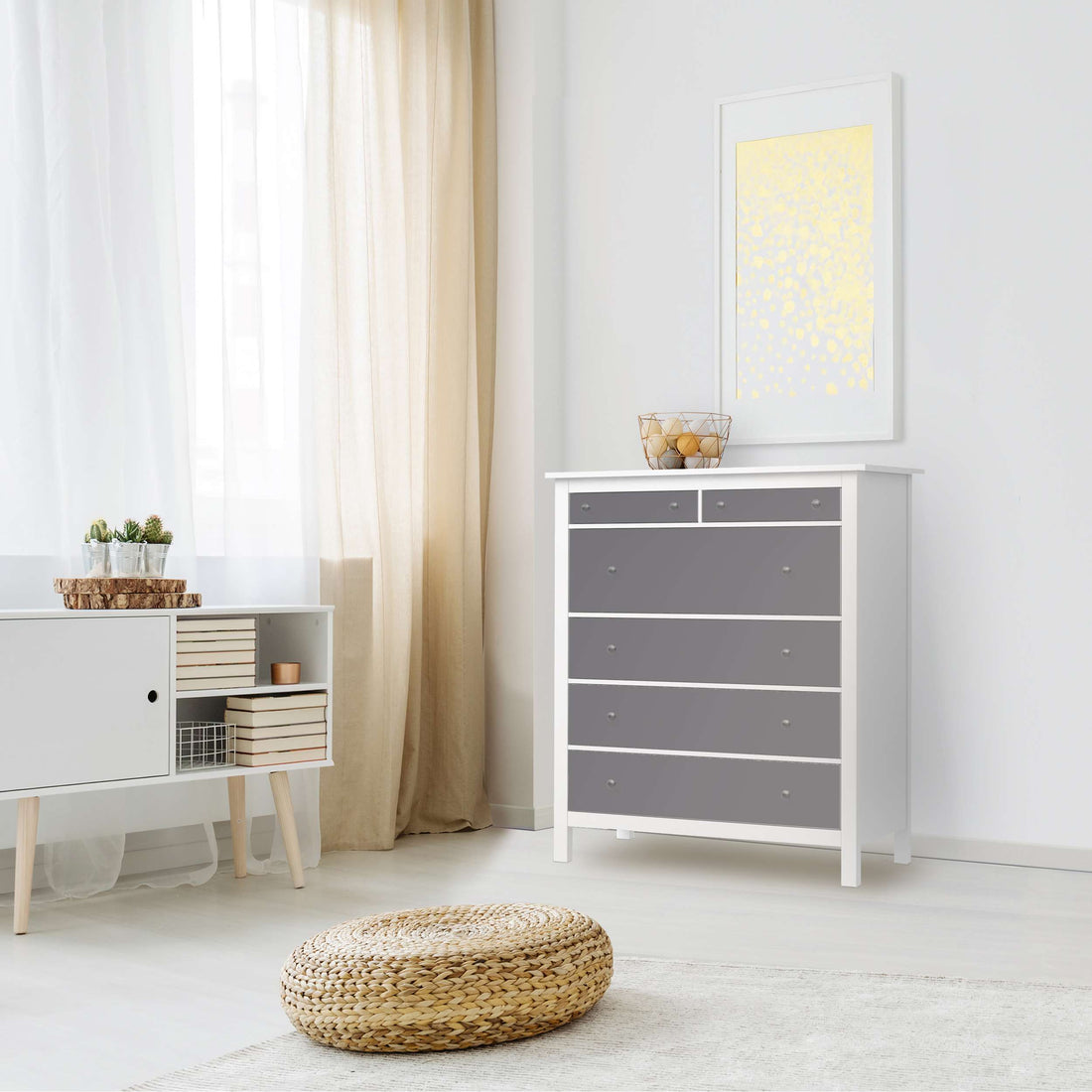 Klebefolie Grau Light - IKEA Hemnes Kommode 6 Schubladen - Wohnzimmer