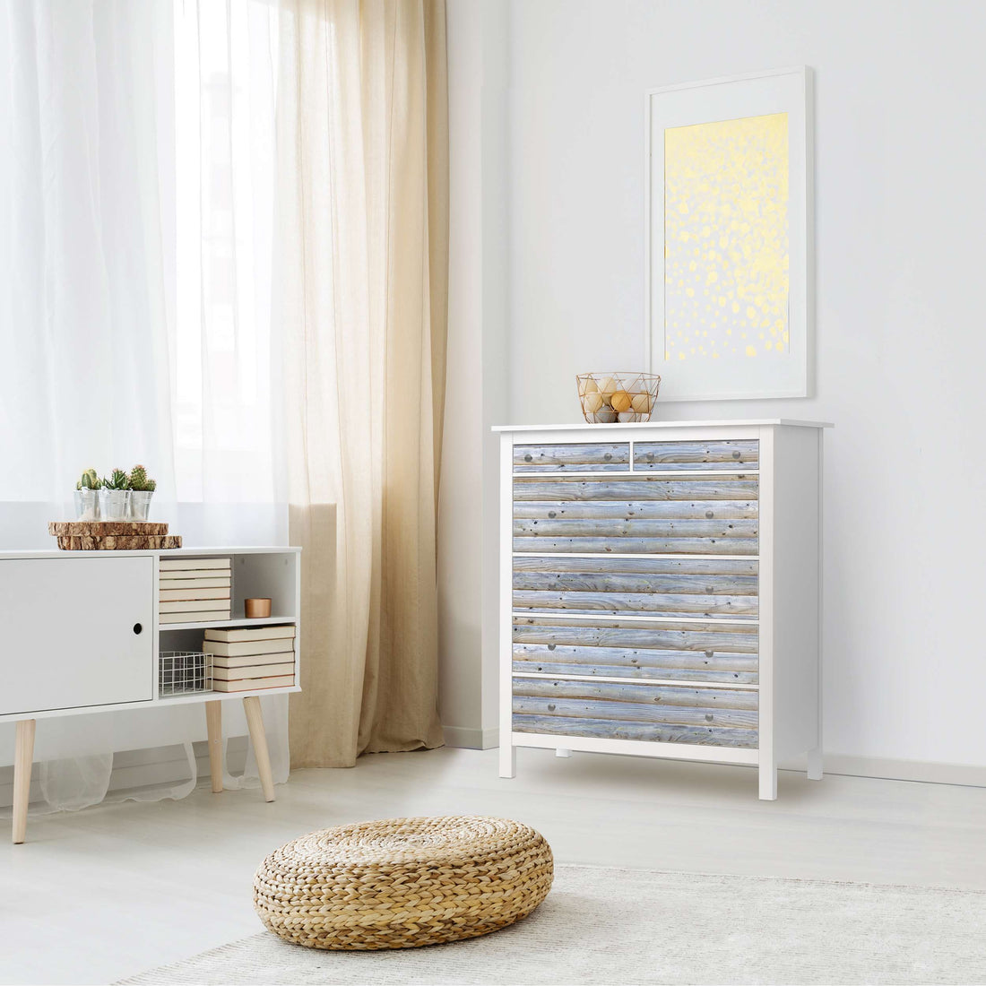 Klebefolie Greyhound - IKEA Hemnes Kommode 6 Schubladen - Wohnzimmer