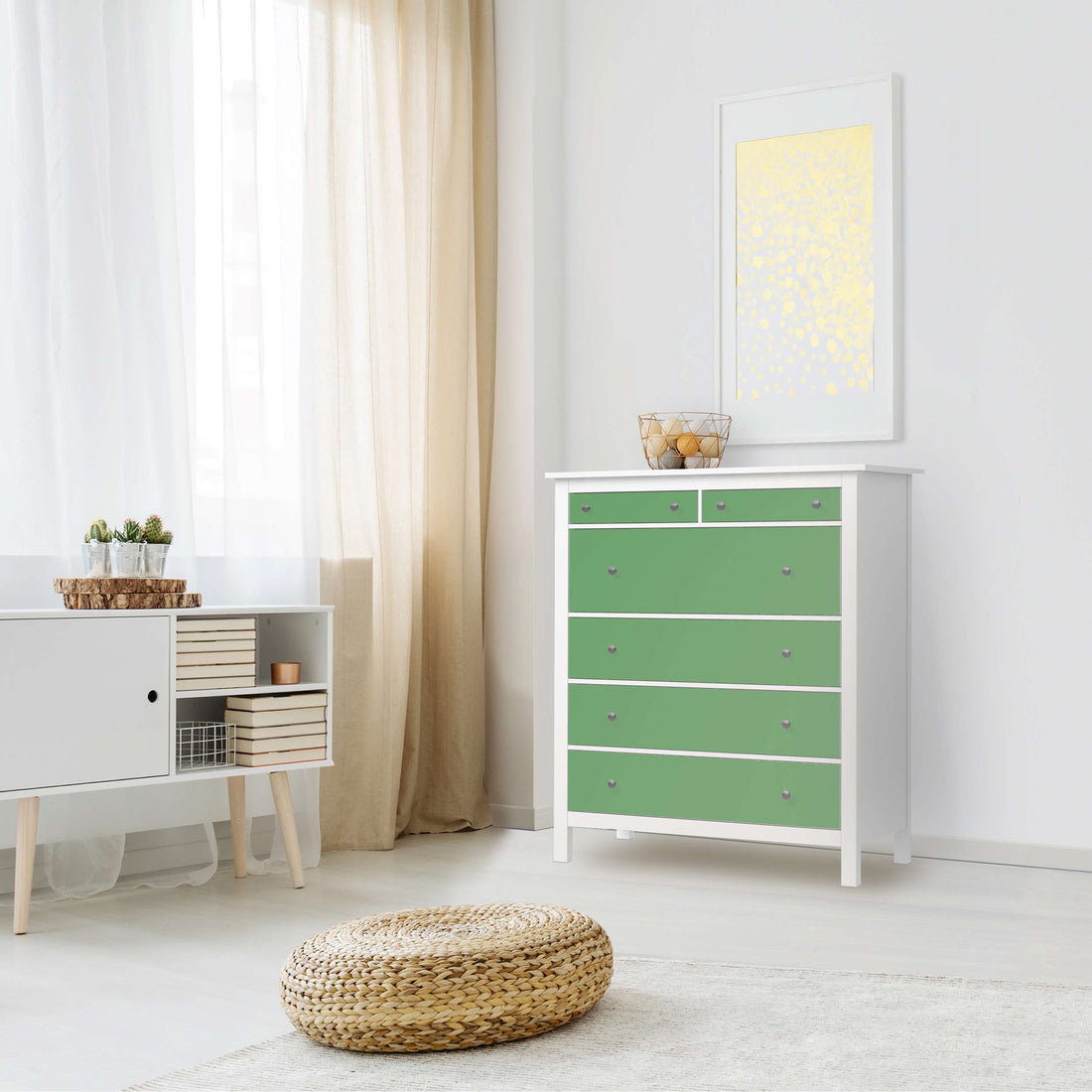 Klebefolie Grün Light - IKEA Hemnes Kommode 6 Schubladen - Wohnzimmer