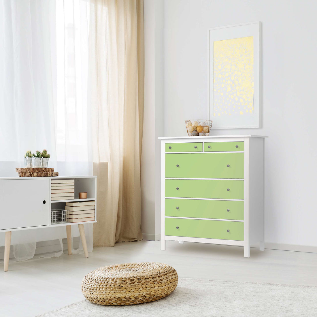 Klebefolie Hellgrün Light - IKEA Hemnes Kommode 6 Schubladen - Wohnzimmer