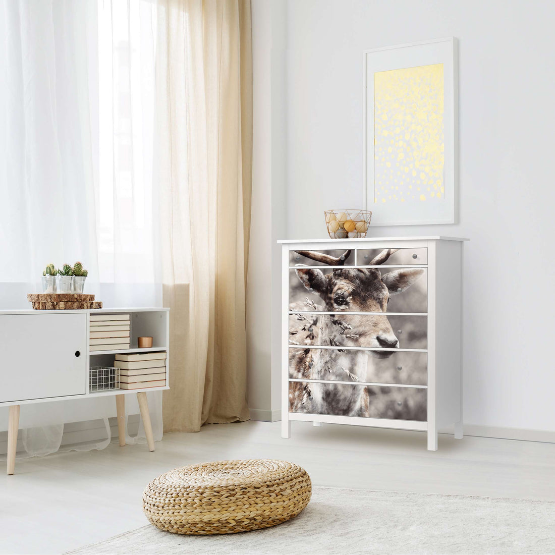 Klebefolie Hirsch - IKEA Hemnes Kommode 6 Schubladen - Wohnzimmer