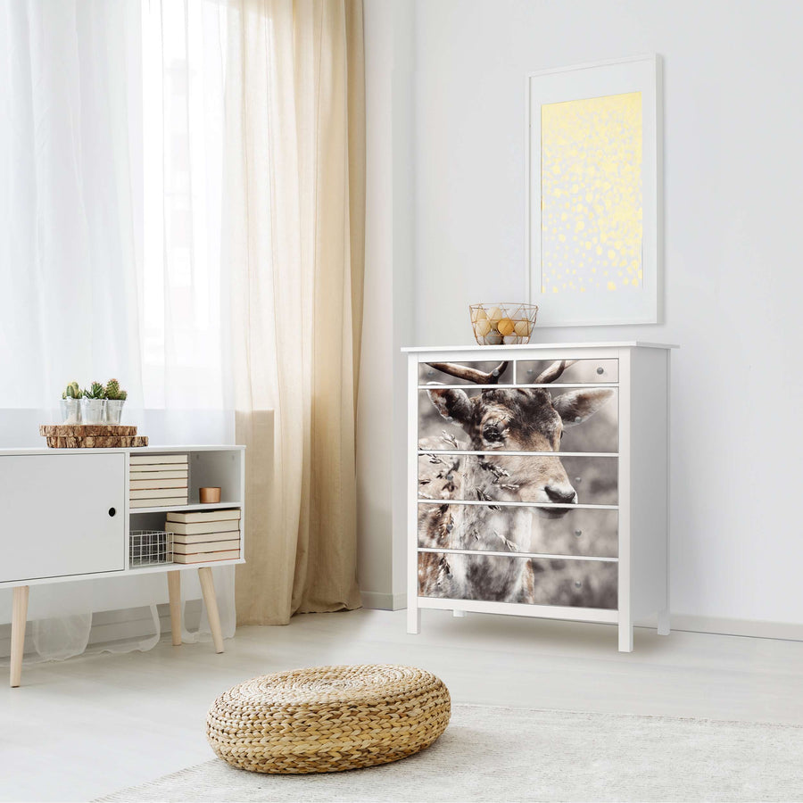 Klebefolie Hirsch - IKEA Hemnes Kommode 6 Schubladen - Wohnzimmer