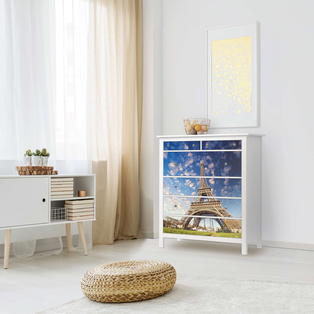 Klebefolie La Tour Eiffel - IKEA Hemnes Kommode 6 Schubladen - Wohnzimmer