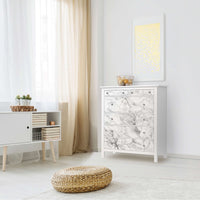 Klebefolie Marmor weiß - IKEA Hemnes Kommode 6 Schubladen - Wohnzimmer