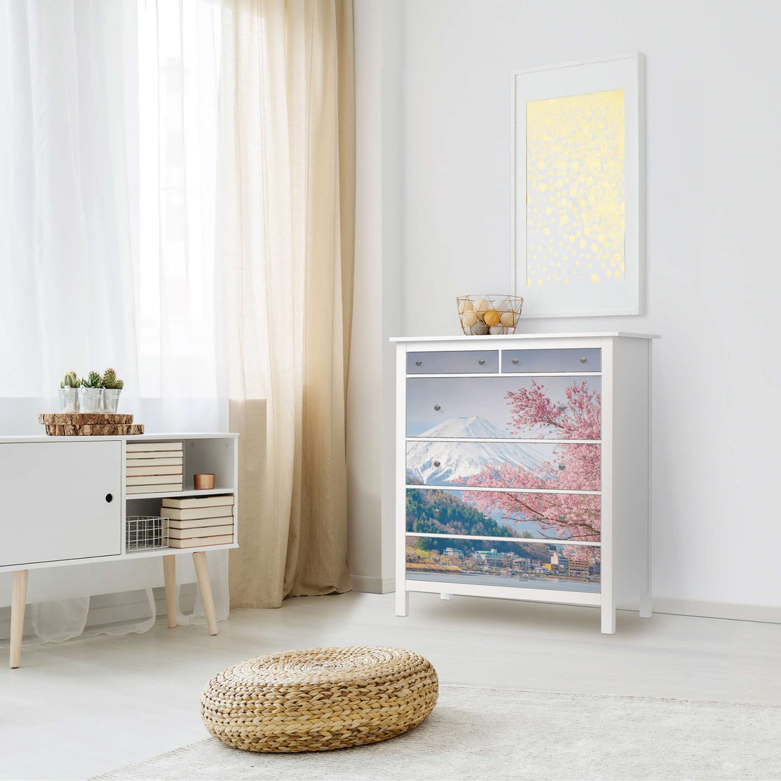 Klebefolie Mount Fuji - IKEA Hemnes Kommode 6 Schubladen - Wohnzimmer