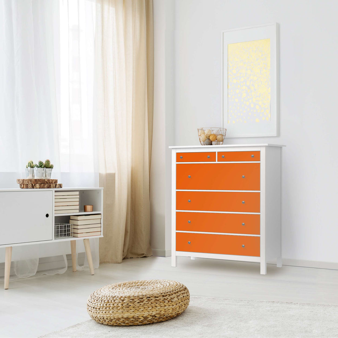 Klebefolie Orange Dark - IKEA Hemnes Kommode 6 Schubladen - Wohnzimmer