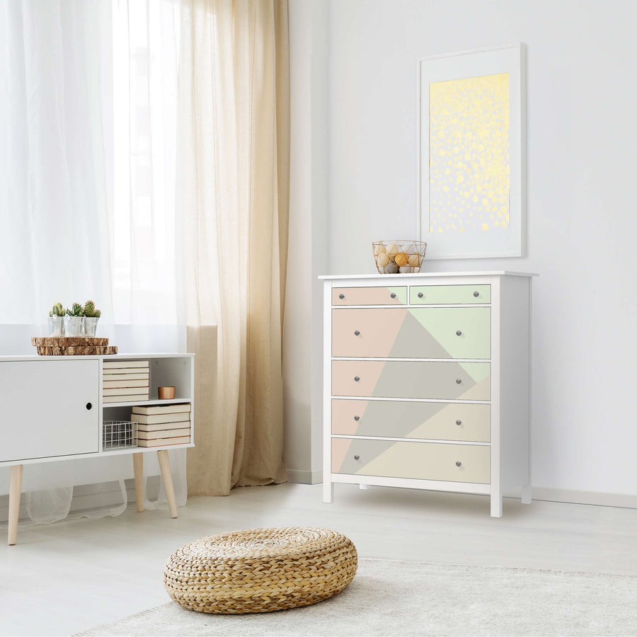Klebefolie Pastell Geometrik - IKEA Hemnes Kommode 6 Schubladen - Wohnzimmer