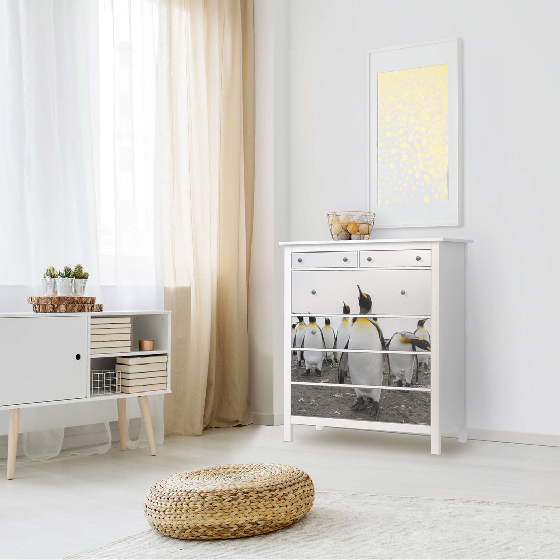 Klebefolie Penguin Family - IKEA Hemnes Kommode 6 Schubladen - Wohnzimmer