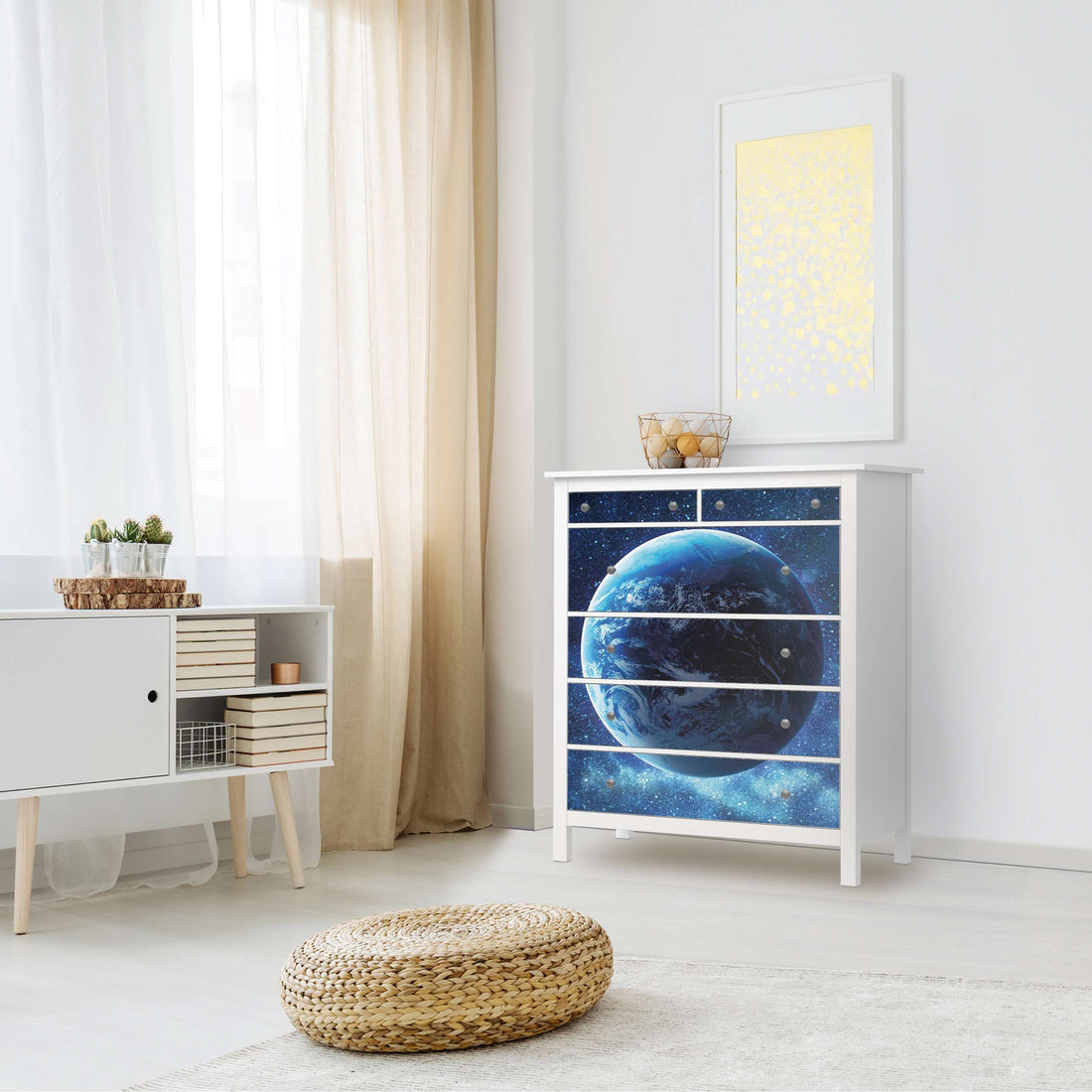 Klebefolie Planet Blue - IKEA Hemnes Kommode 6 Schubladen - Wohnzimmer