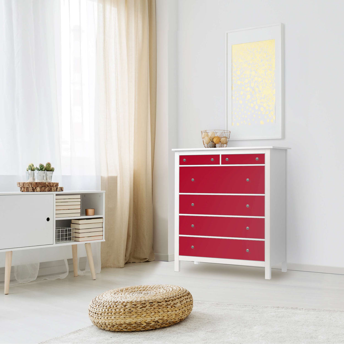 Klebefolie Rot Dark - IKEA Hemnes Kommode 6 Schubladen - Wohnzimmer