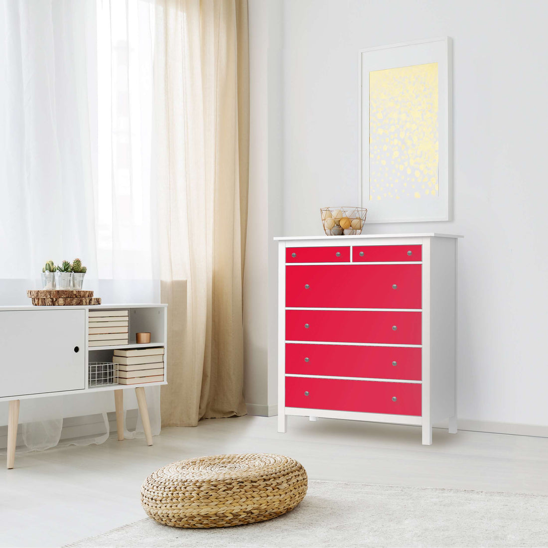 Klebefolie Rot Light - IKEA Hemnes Kommode 6 Schubladen - Wohnzimmer
