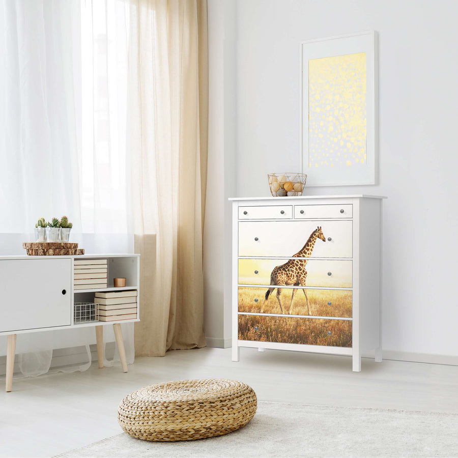 Klebefolie Savanna Giraffe - IKEA Hemnes Kommode 6 Schubladen - Wohnzimmer